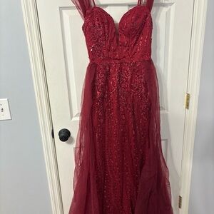 SHEIN Red Sequin Prom Dress